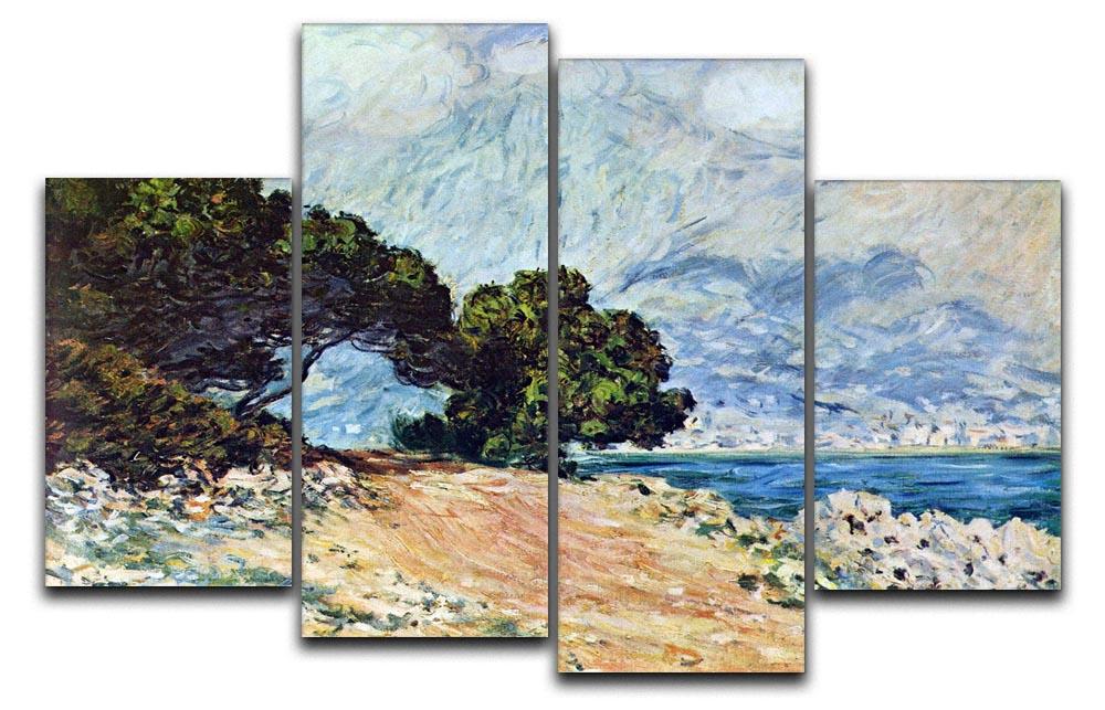 A beautiful 4-split canvas artwork of Cape Martin in Menton by Monet, showcasing vibrant colors and dynamic brush strokes.