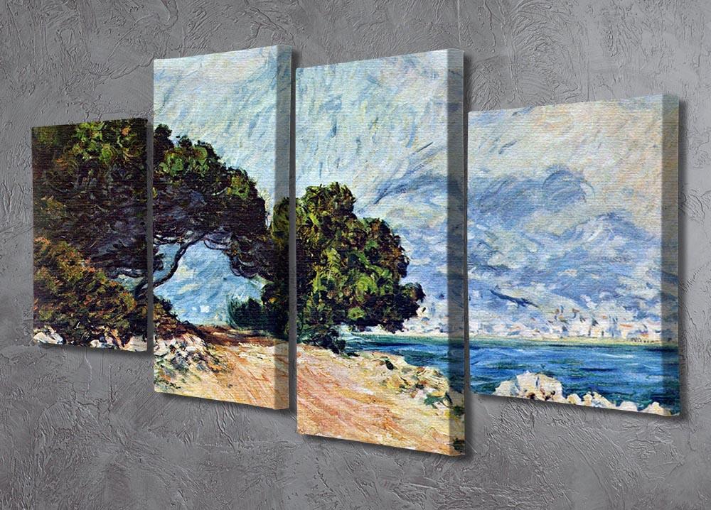 A beautiful 4-split canvas artwork of Cape Martin in Menton by Monet, showcasing vibrant colors and dynamic brush strokes.