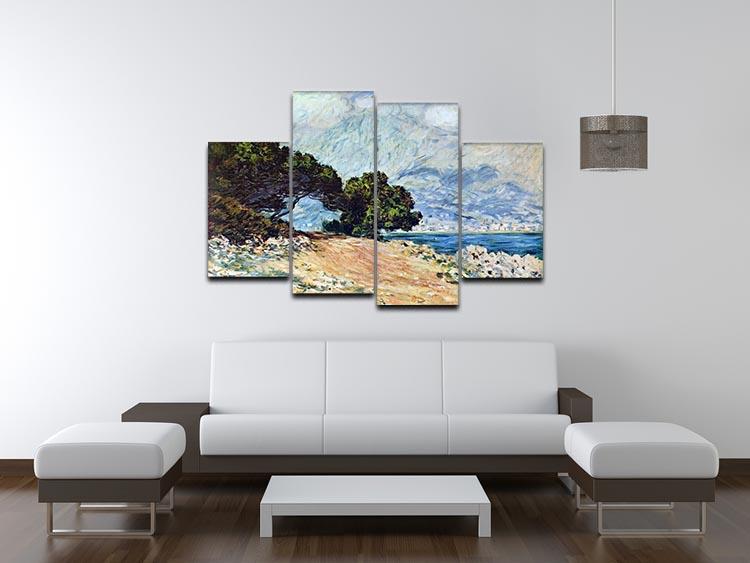 A beautiful 4-split canvas artwork of Cape Martin in Menton by Monet, showcasing vibrant colors and dynamic brush strokes.