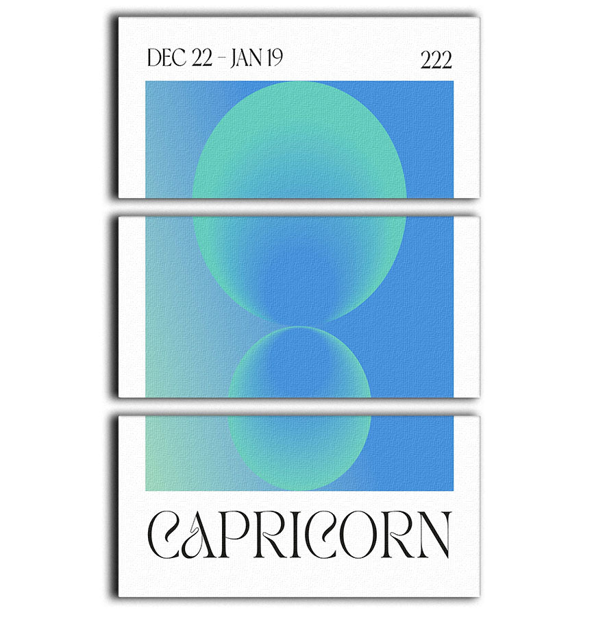 Capricorn Galactic Energy Art 3 Split Panel Canvas Print showcasing vibrant colors and abstract design, perfect for home decor.