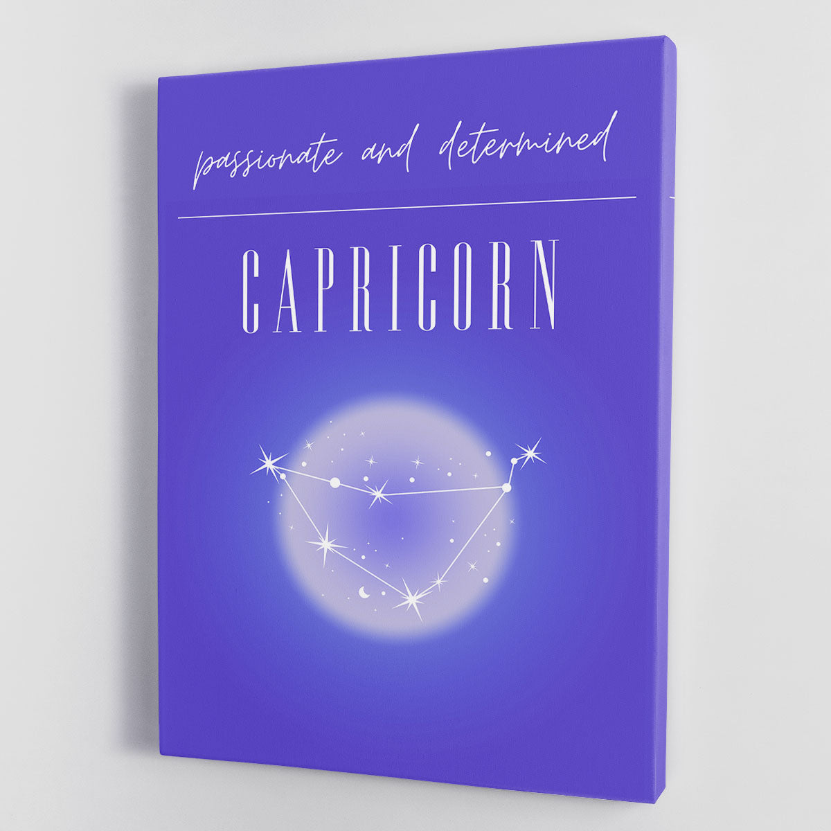 Capricorn Zodiac Energy Art Canvas Print featuring intricate designs and vibrant colors, perfect for home or office decor.