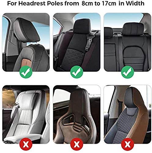 Car Travel Headrest featuring 180° adjustability, made of washable PU leather with memory foam for neck support.