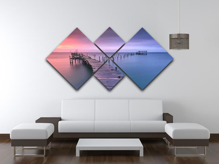 Carrasqueira 4 Square Multi Panel Canvas artwork displayed in a modern living room setting, showcasing four individual square panels that create a cohesive design.