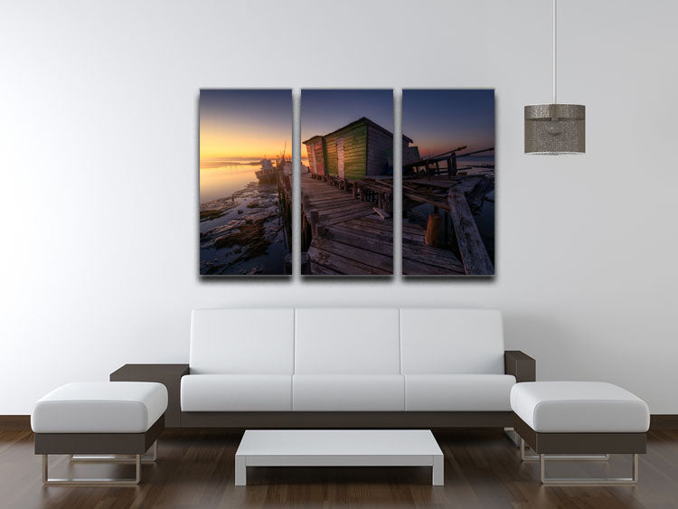 Carrasqueira FishermanaasHouses 3-panel canvas print showcasing a captivating design, perfect for enhancing home decor.