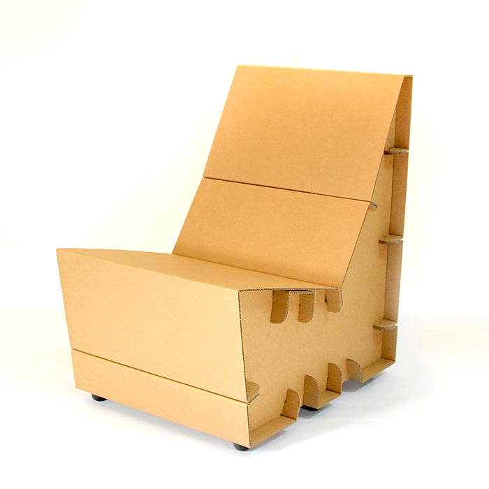 GLENDO cardboard armchair showcasing its ecological design and versatility, suitable for home or office use.