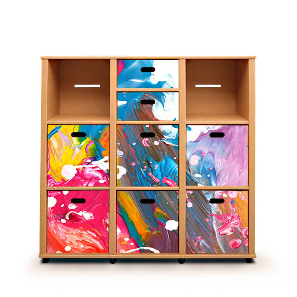 Cardboard Chest of Drawers ARTIST featuring 6 large and 2 medium drawers, designed for versatile storage and stylish interior design.