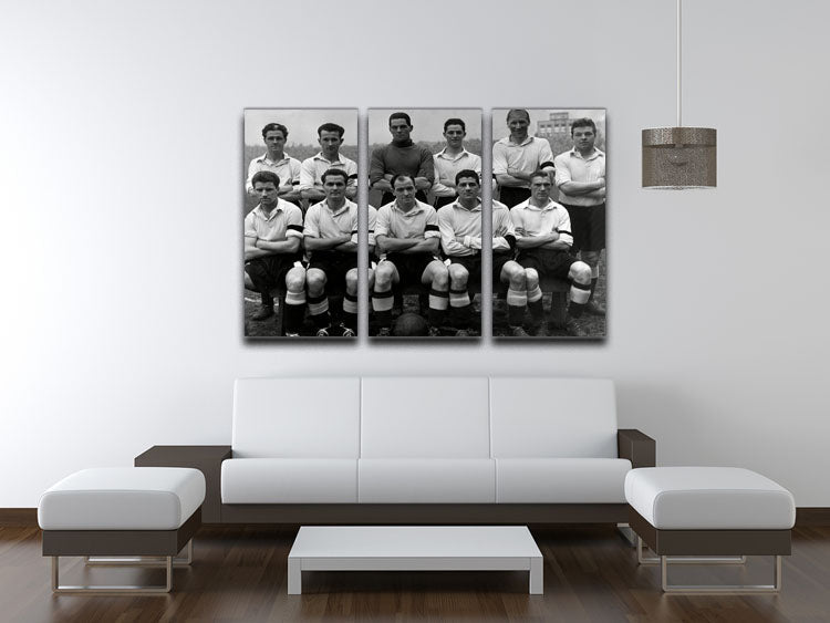 Cardiff City Football Club 1956 team photo displayed on a 3-panel canvas print, showcasing players in classic football attire.