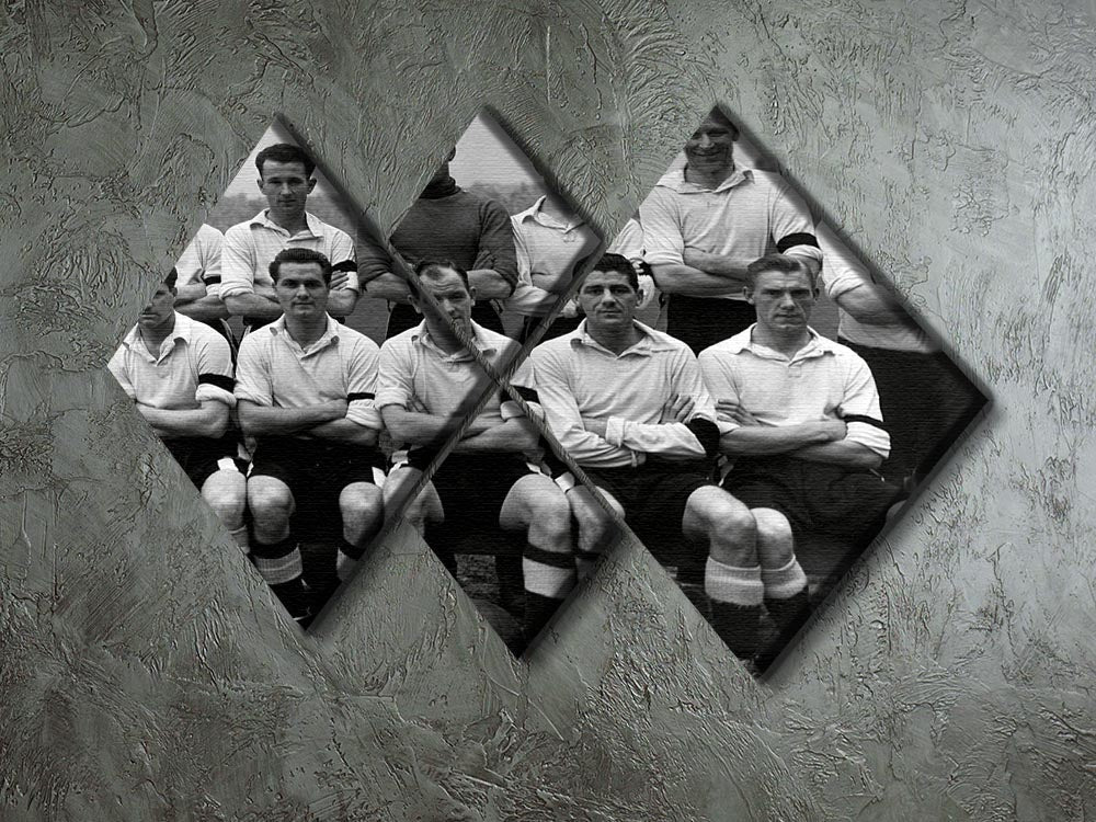 Vintage 1956 Cardiff City FC team photo displayed on a 4-square multi-panel canvas.