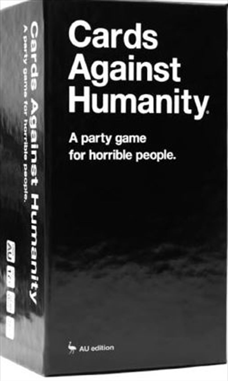 Cards Against Humanity - Australian Edition box featuring humorous Australian-themed graphics and cards.