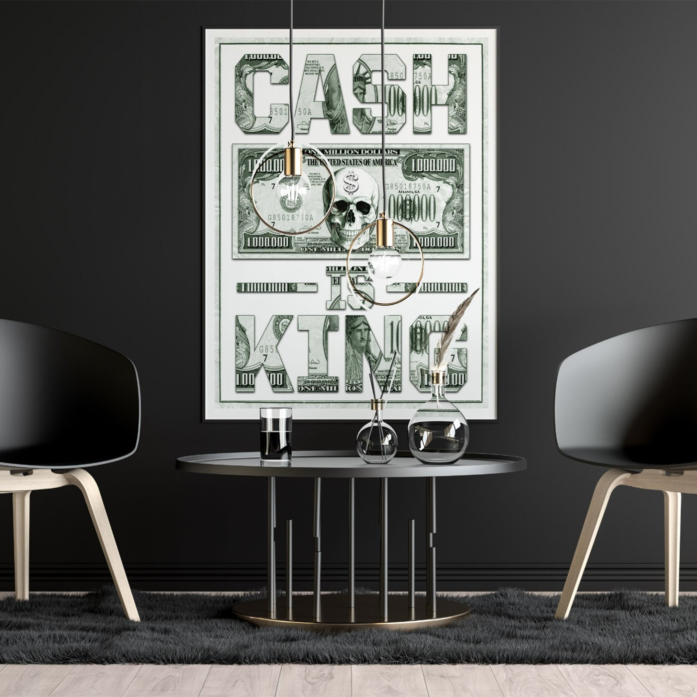 Cash is King Canvas print featuring bold typography and modern design, perfect for enhancing any interior space.