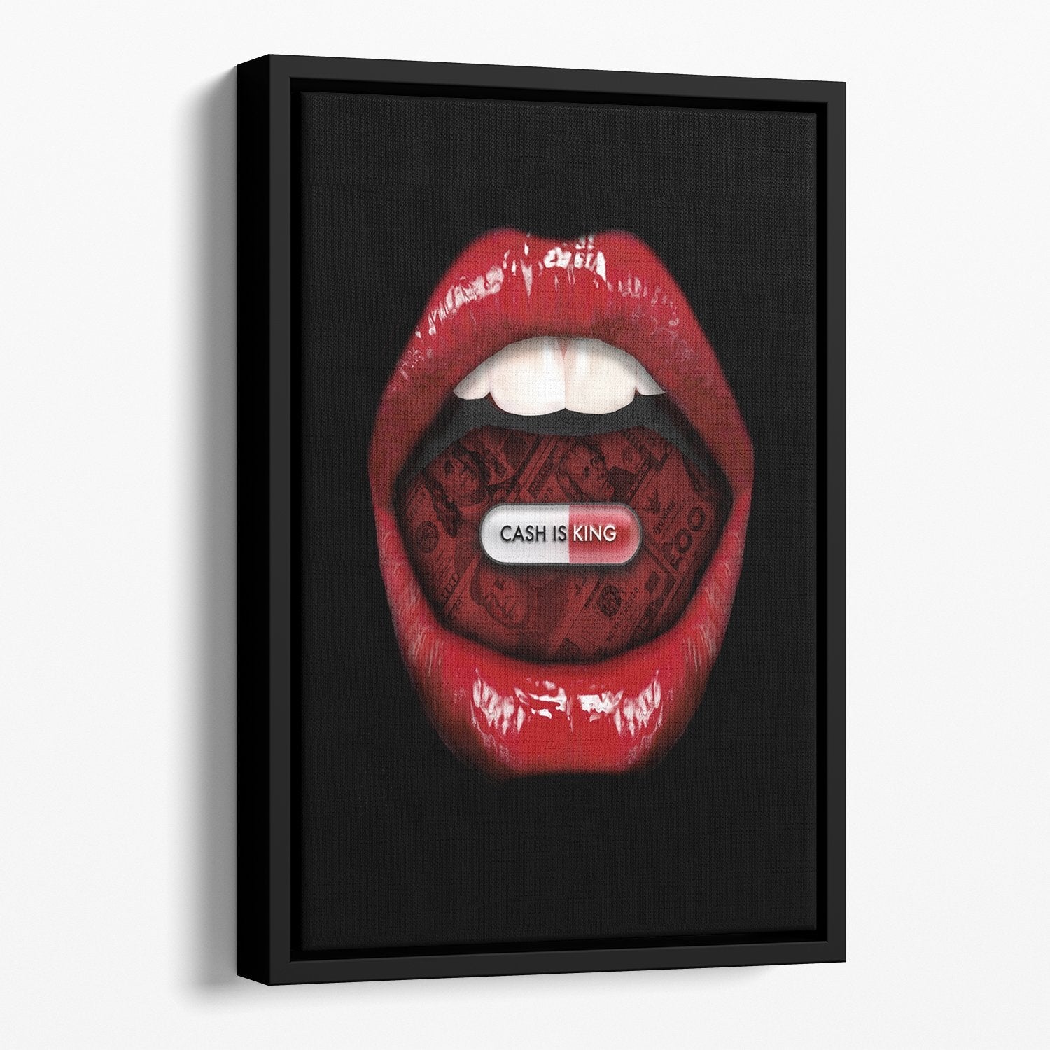 Cash is King Lips Canvas featuring bold lips design on a high-quality canvas, perfect for modern decor.