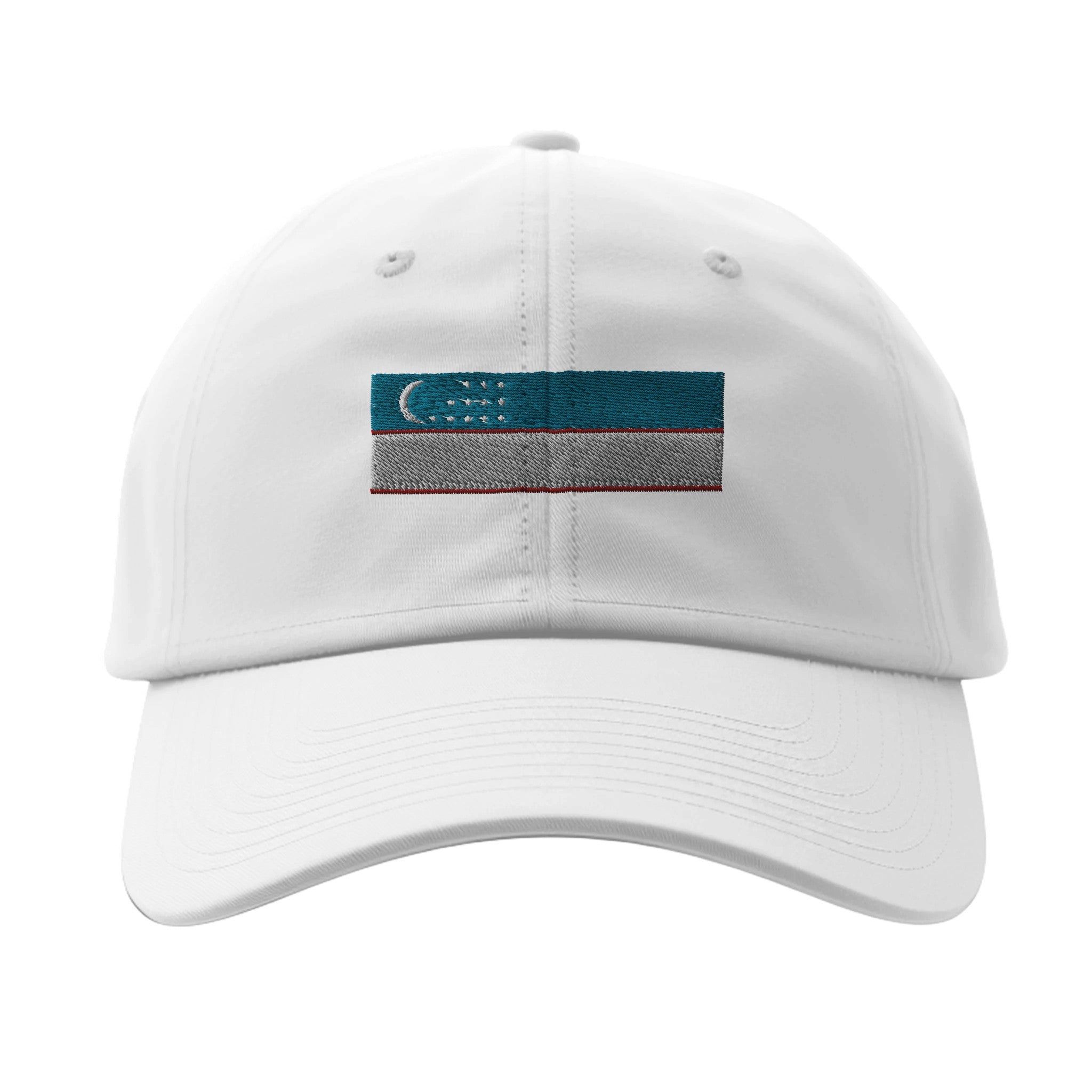 Casquette Drapeau de l'Ouzbékistan featuring a structured design and curved visor, showcasing the vibrant colors of the Uzbekistan flag.