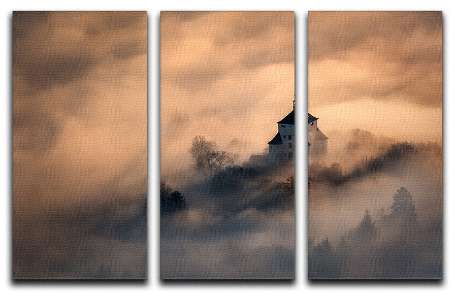Castle In Fire 3 Split Panel Canvas Print featuring vibrant colors and a captivating design, perfect for enhancing any living space.