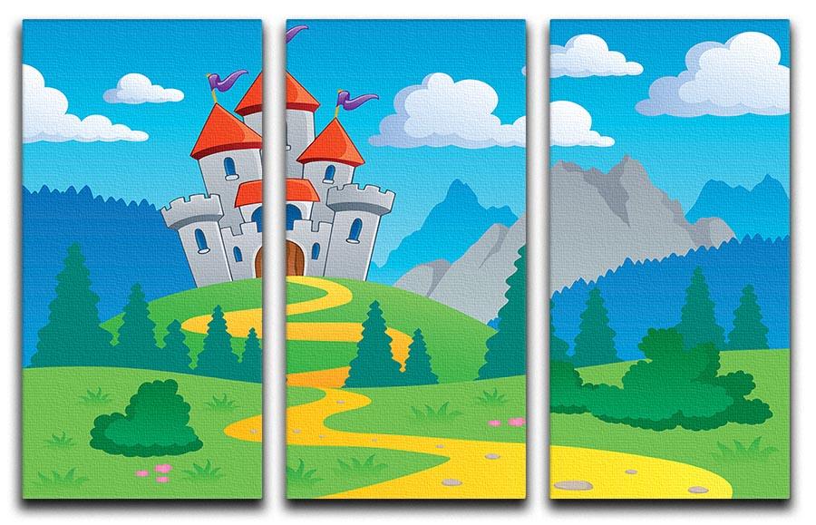 A beautiful 3-panel canvas print featuring a majestic castle theme, perfect for enhancing home decor.