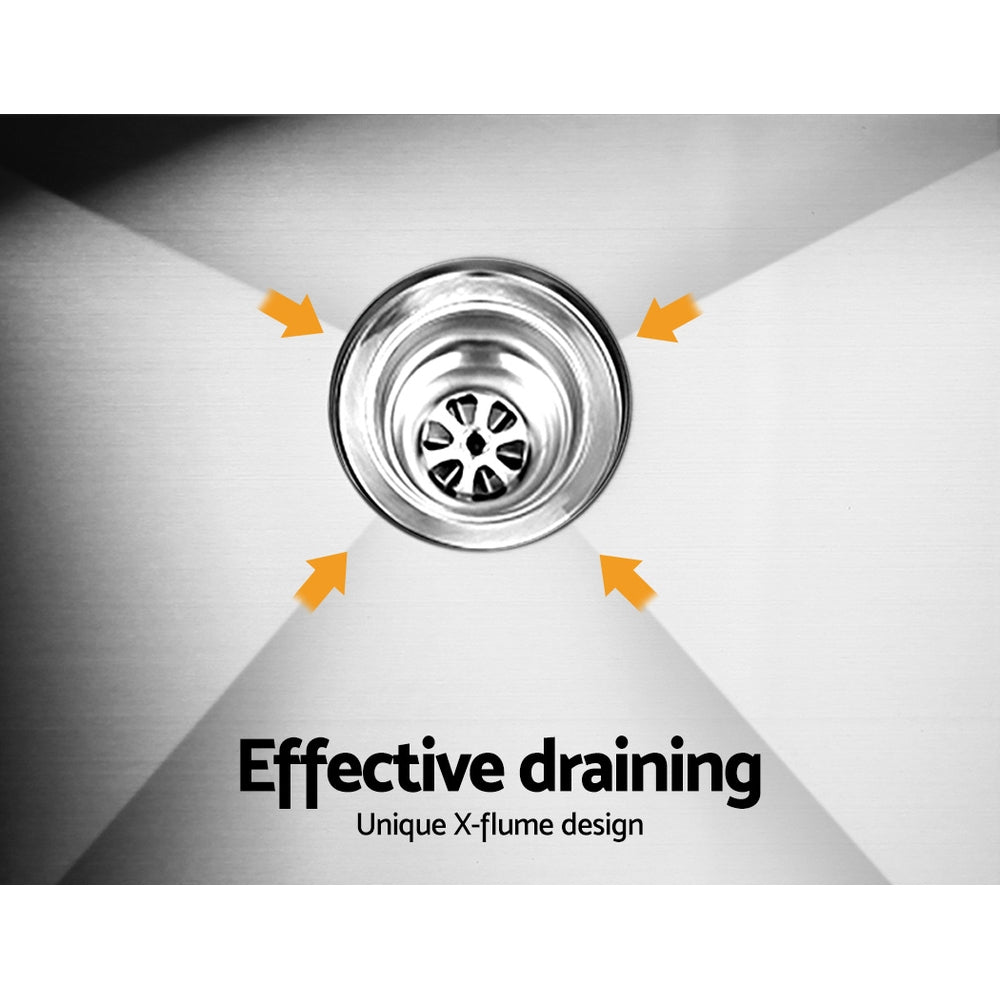 Cefito 60cm x 45cm Stainless Steel Kitchen Sink with satin finish and rounded corners, showcasing its modern design and craftsmanship.