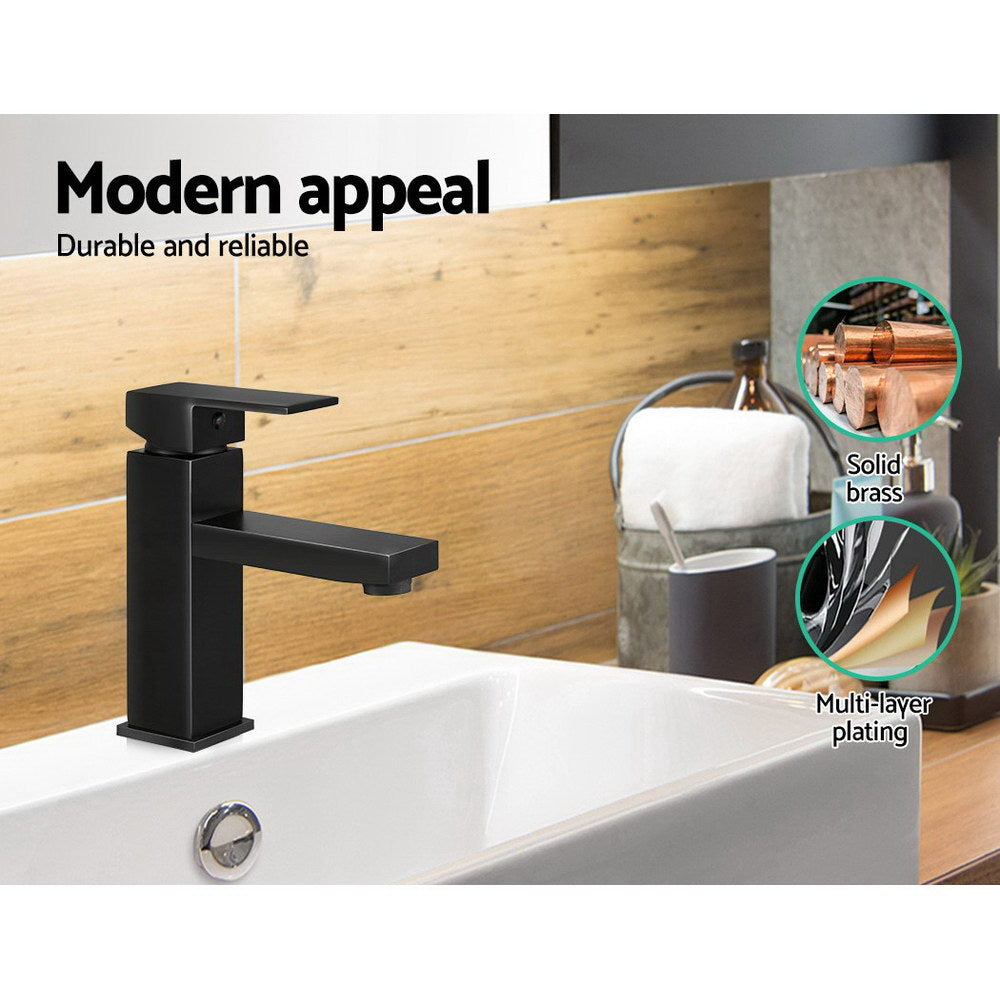 Cefito Basin Mixer Tap Faucet in matte black finish, showcasing its sleek design and durable materials.