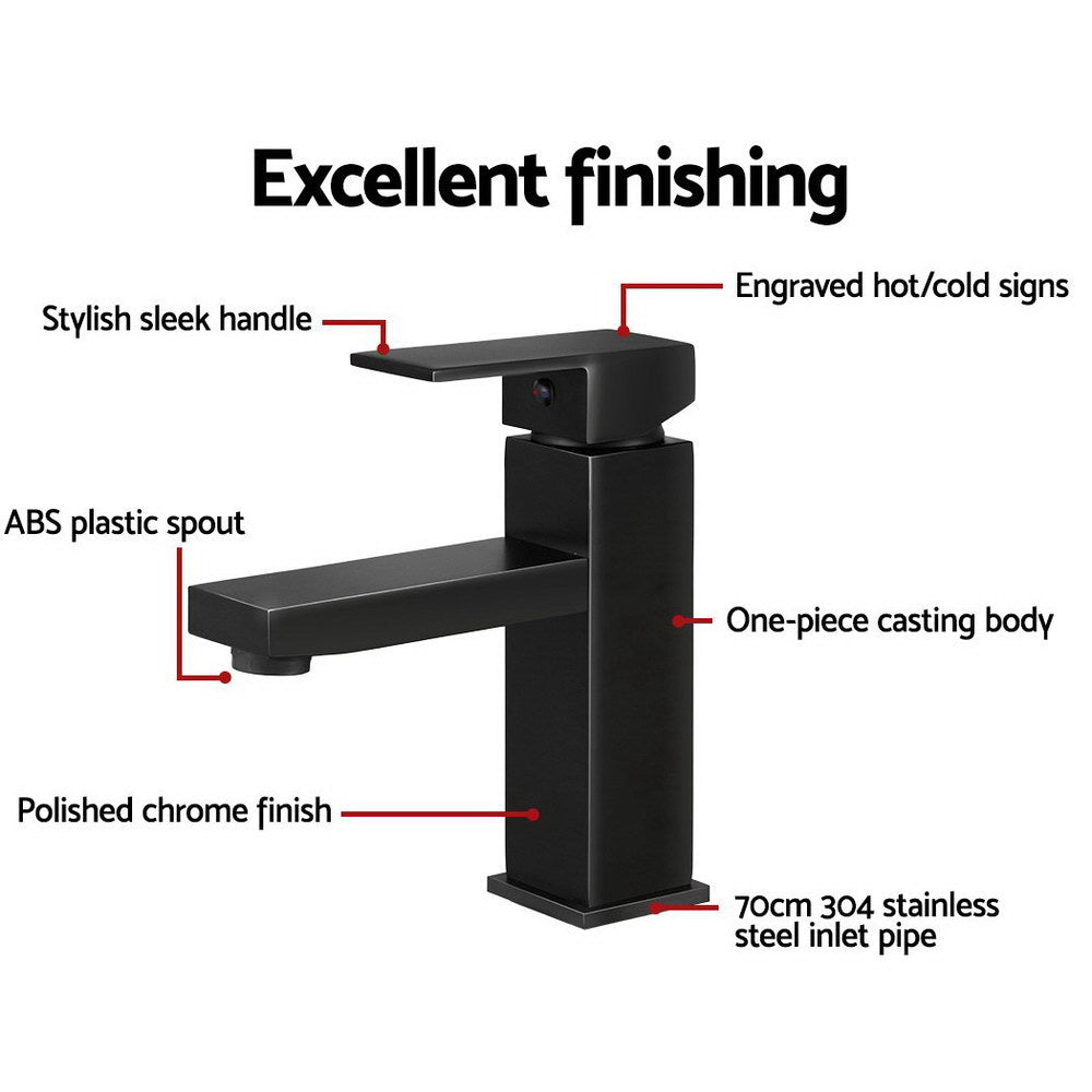 Cefito Basin Mixer Tap Faucet in matte black finish, showcasing its sleek design and durable materials.