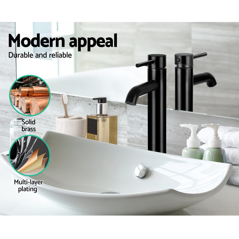 Cefito Basin Mixer Tap Faucet in matte black finish, showcasing its sleek design and high-quality materials.