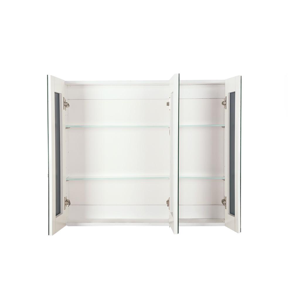 Cefito Bathroom Vanity Mirror with Storage Cabinet in white, featuring three soft-closing doors and adjustable glass shelves.