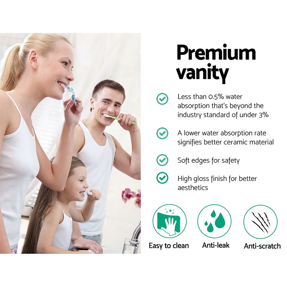 Cefito Ceramic Bathroom Basin Sink in white, featuring a distinctive oval shape and high gloss finish, perfect for modern bathrooms.