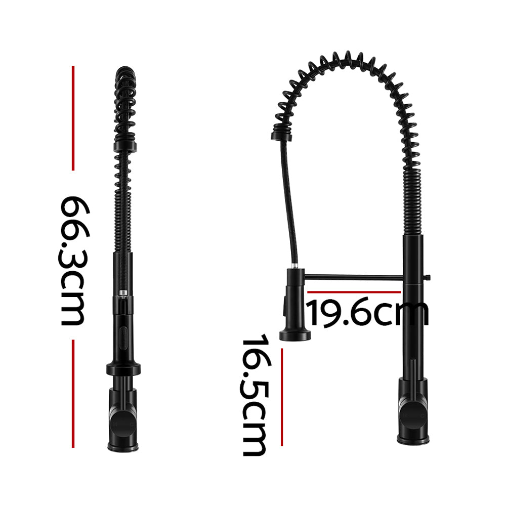 Cefito Pull Out Kitchen Tap Mixer in sleek black finish, showcasing its gooseneck design and pull-out functionality.