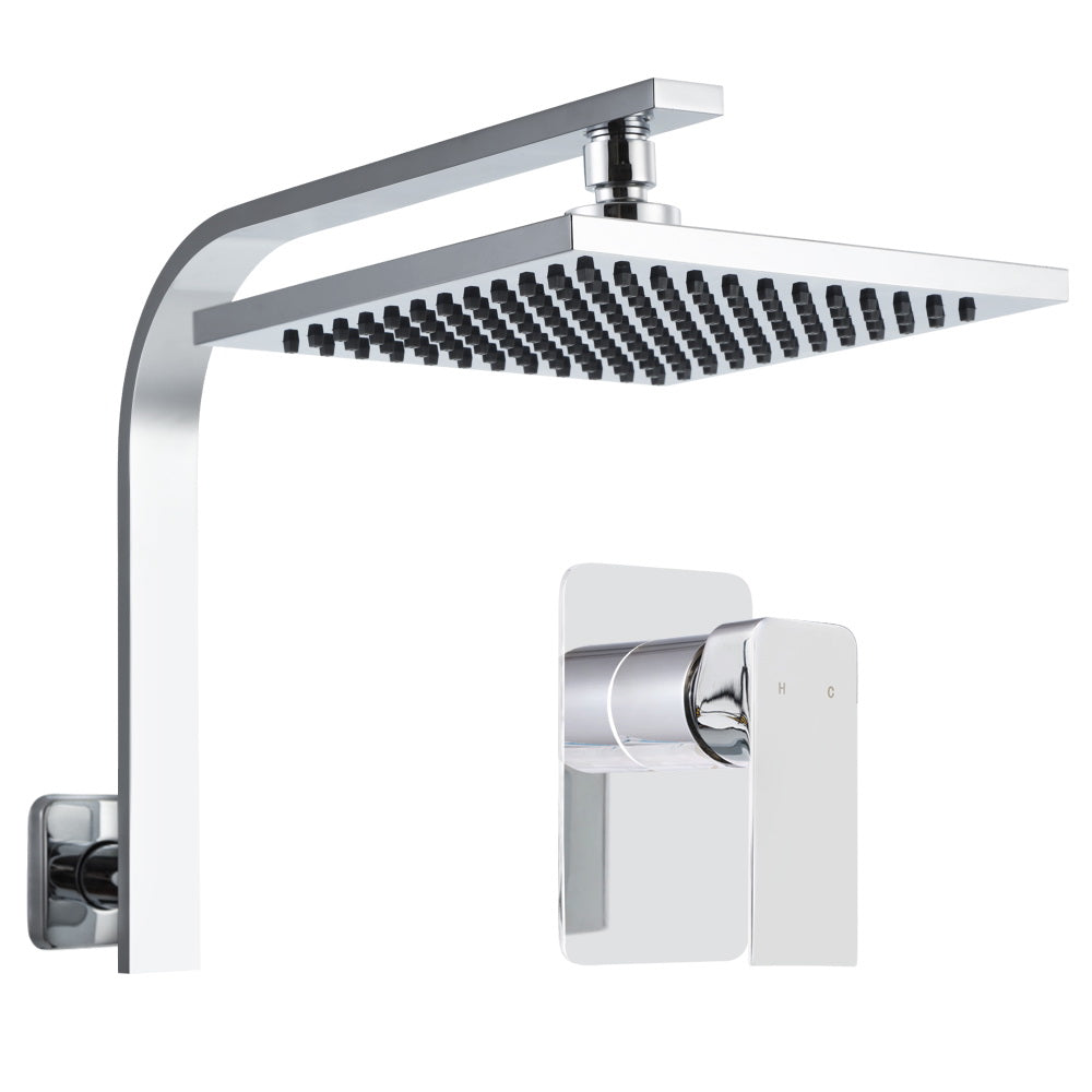Cefito WELS 8'' Rain Shower Head Mixer with chrome finish, showcasing its elegant design and solid brass construction.