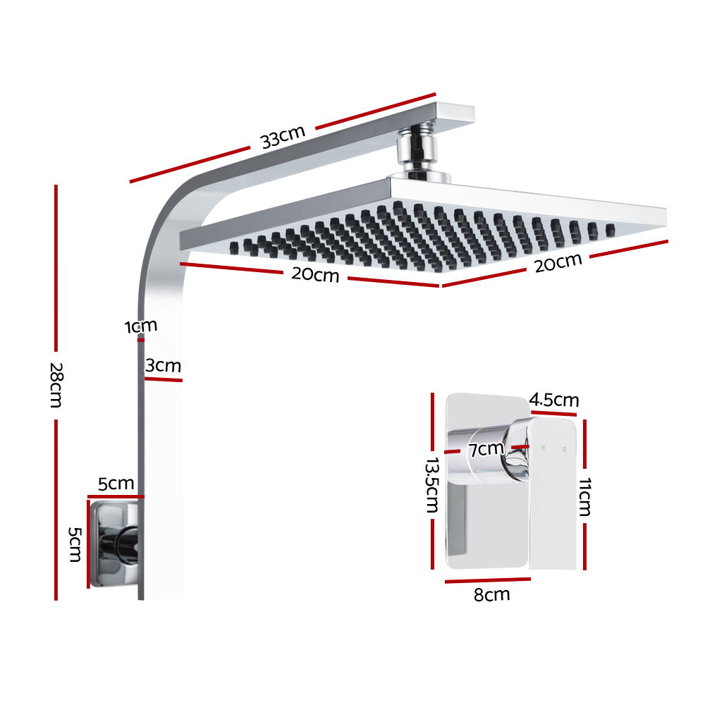 Cefito WELS 8'' Rain Shower Head Mixer with chrome finish, showcasing its elegant design and solid brass construction.