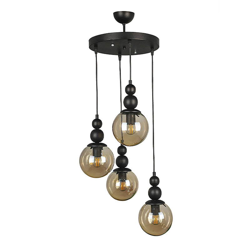 Stylish black metal ceiling lamp ESTETICO E27 with four bulb fittings, dimensions 30x30x90cm.