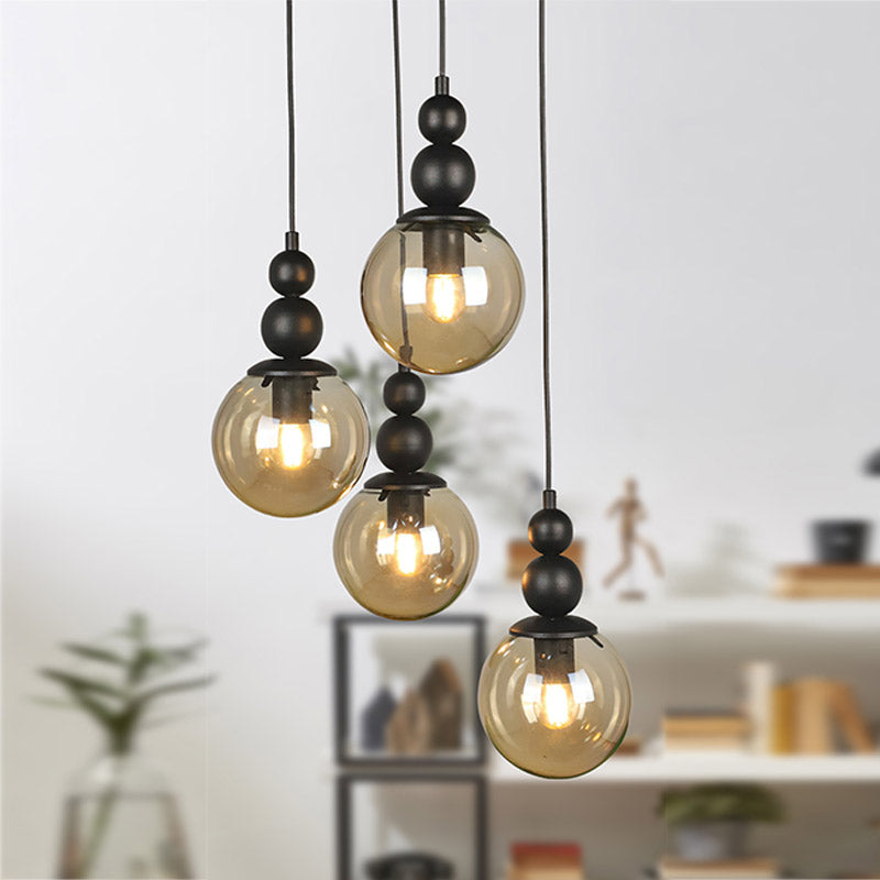 Stylish black metal ceiling lamp ESTETICO E27 with four bulb fittings, dimensions 30x30x90cm.