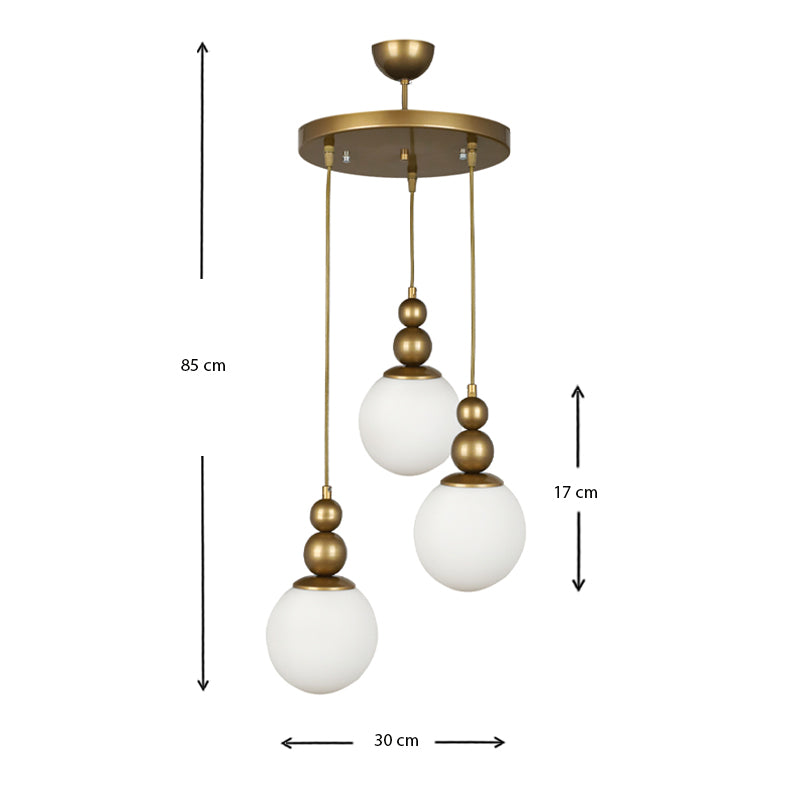 Elegant gold ceiling lamp ESTETICO E27 with three bulbs, measuring 30x30x85 cm, perfect for stylish illumination.