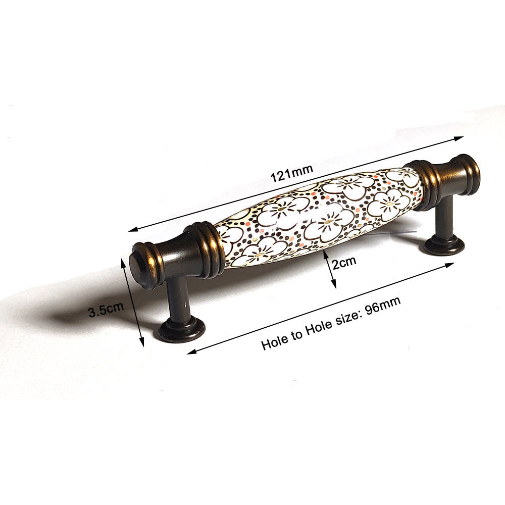 Ceramics Kitchen Cabinet Handles in copper finish, 96mm size, showcasing modern design and laser edging detail.