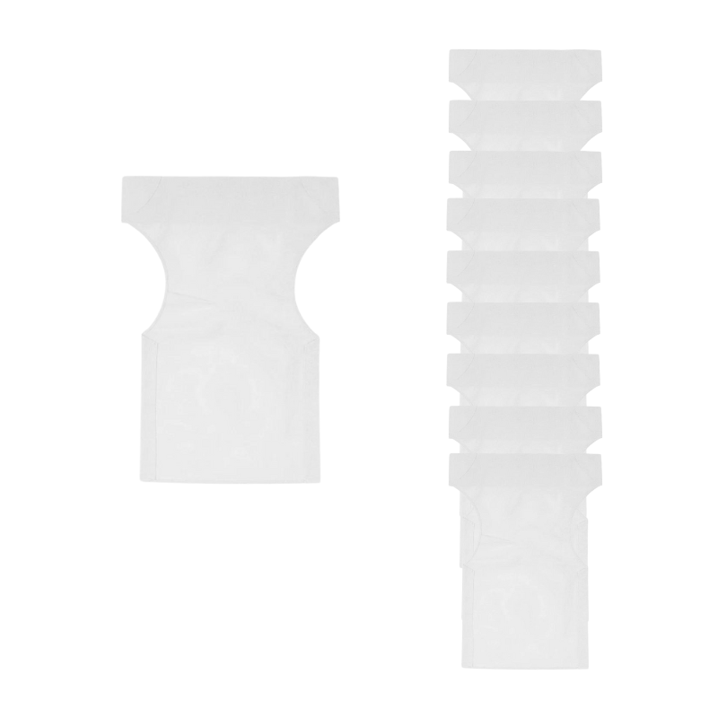 Set of 10 white waterproof chair covers for garden armchairs, designed for protection and durability.