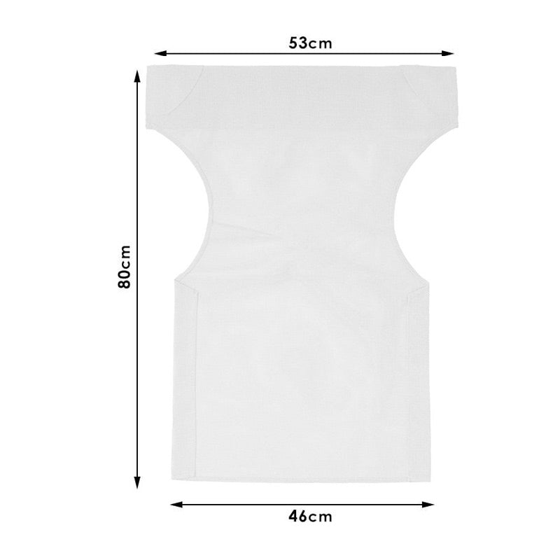 Set of 10 white waterproof chair covers for garden armchairs, designed for protection and durability.