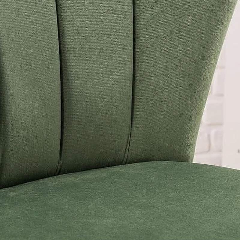 Chair RANDY in green fabric with natural beech wood legs, dimensions 64x59x84cm.