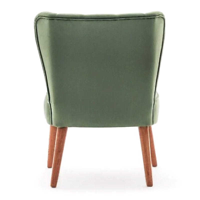 Chair RANDY in green fabric with natural beech wood legs, dimensions 64x59x84cm.