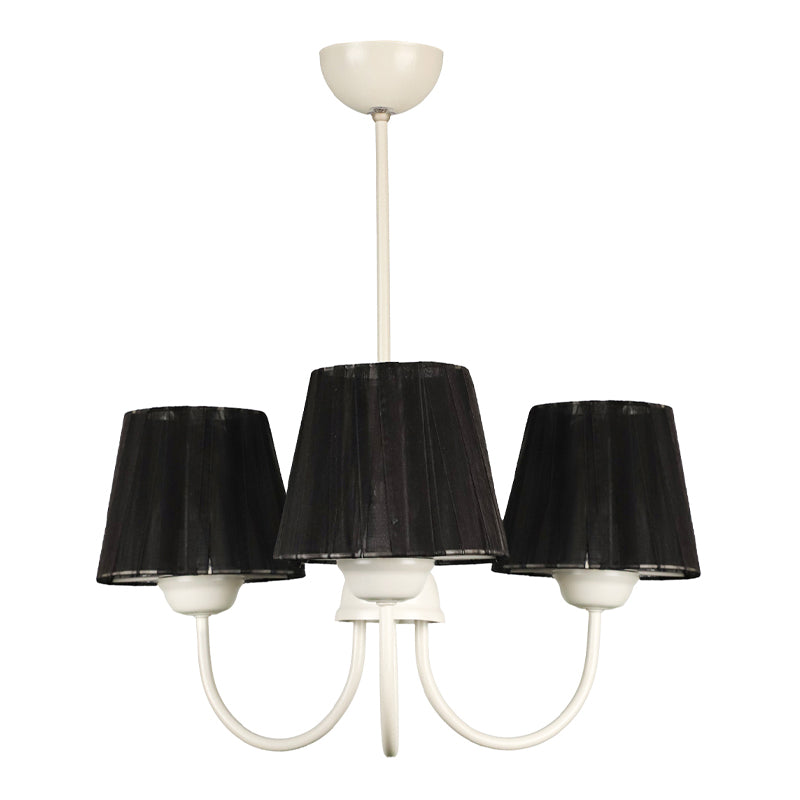 Chandeliere LOUIS Black featuring three E27 lamps, metallic and fabric design, dimensions 45x45x50 cm, perfect for stylish illumination.