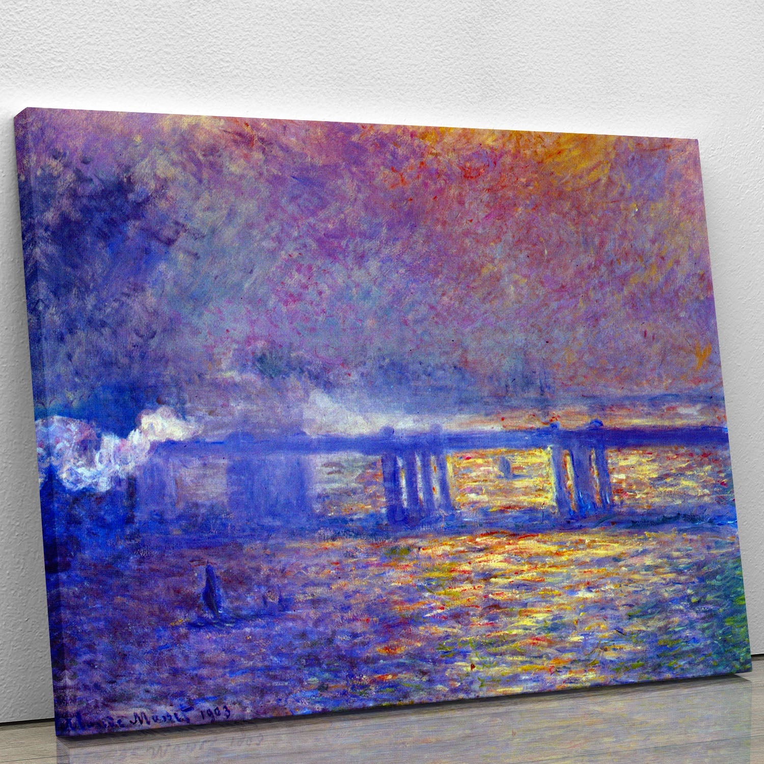 Charing Cross Bridge by Monet canvas print showcasing vibrant colors and intricate details, perfect for home decor.