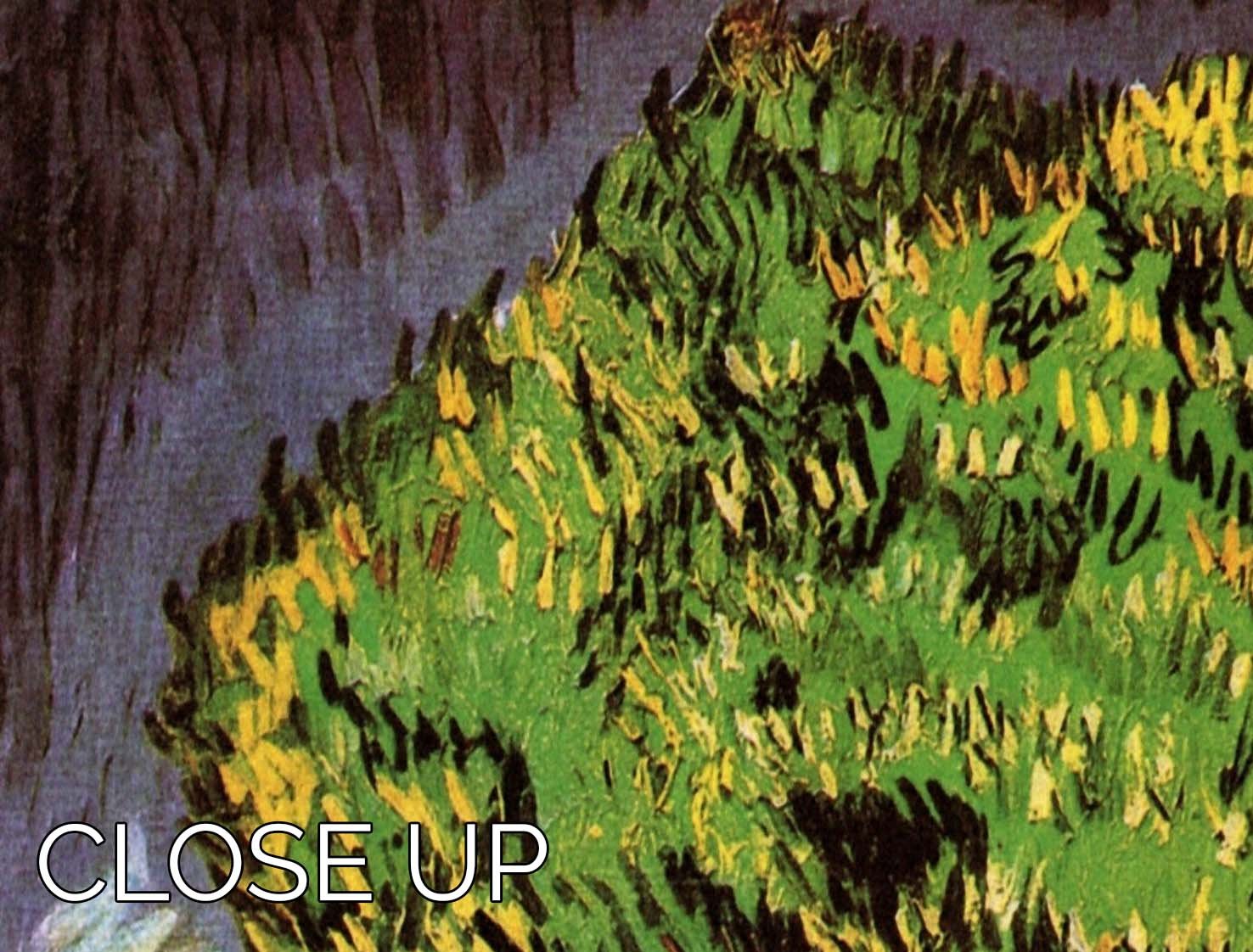 Three-panel canvas print of Van Gogh's Chestnut Trees in Blossom, showcasing vibrant colors and intricate details.