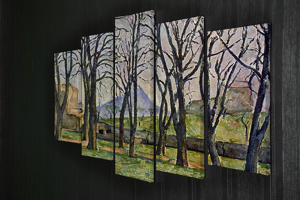 Chestnut Trees in Jas de Bouffan by Cezanne, displayed as a 5-split canvas artwork, showcasing vibrant colors and intricate details.