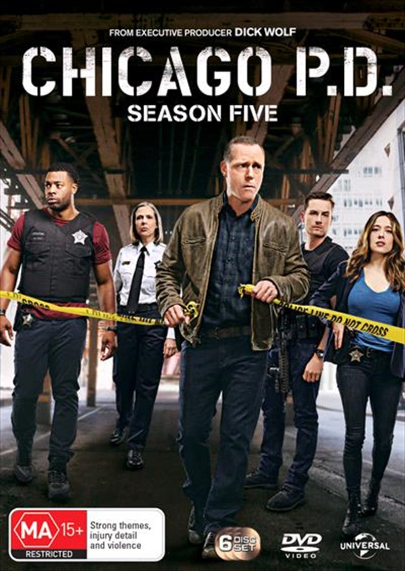 Chicago P.D. Season 5 DVD cover featuring main characters and dramatic imagery.