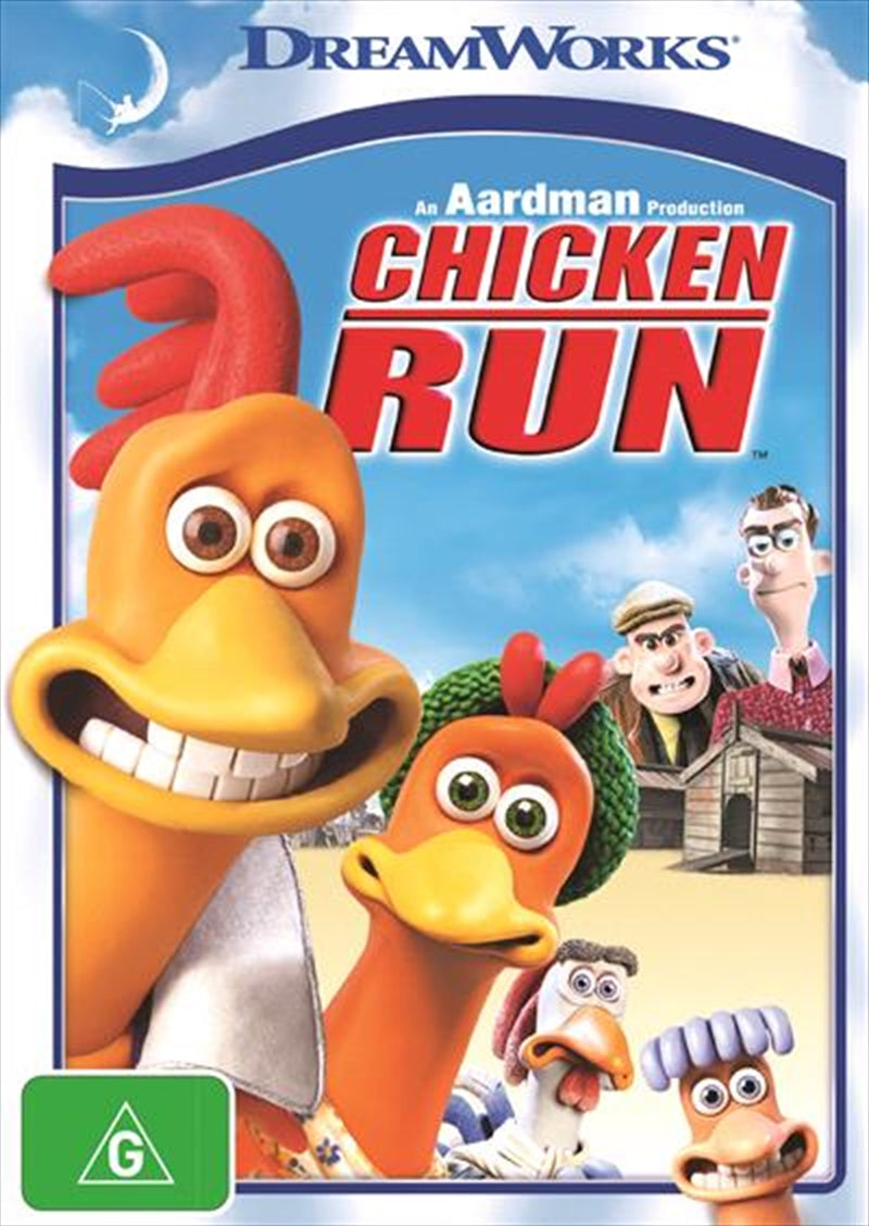 Chicken Run DVD cover featuring animated chickens and characters from the film.