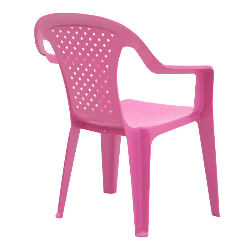 Set of four PINK PANTHER children's garden chairs in vibrant pink, made of durable polypropylene, perfect for indoor and outdoor use.