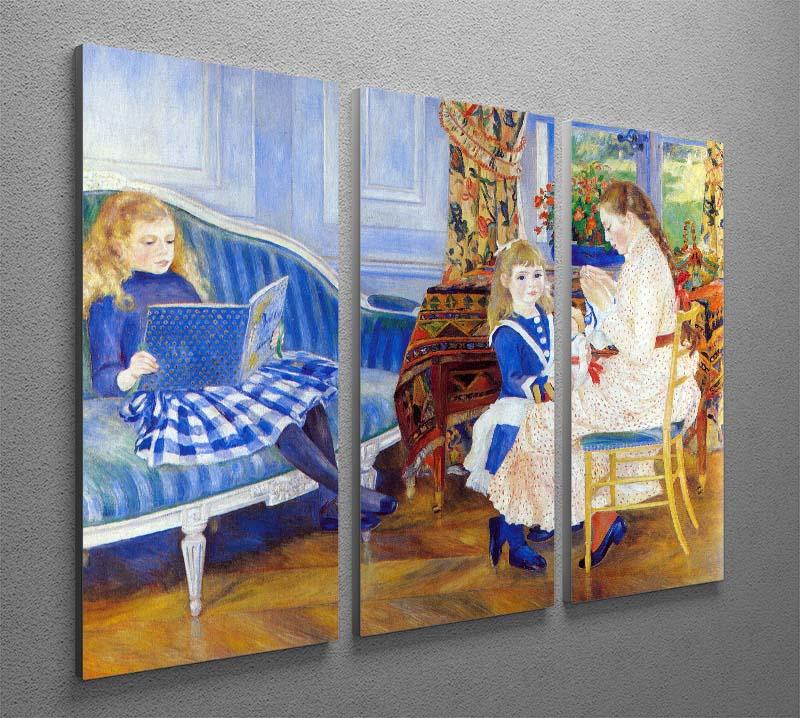 Three-panel canvas art featuring Renoir's 'Children in the Afternoon in Wargemont', showcasing vibrant colors and intricate details.
