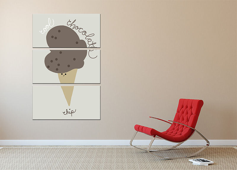 Chocolate Chip 3 Split Panel Canvas Print featuring three high-quality canvases with a cohesive design, perfect for home decor.
