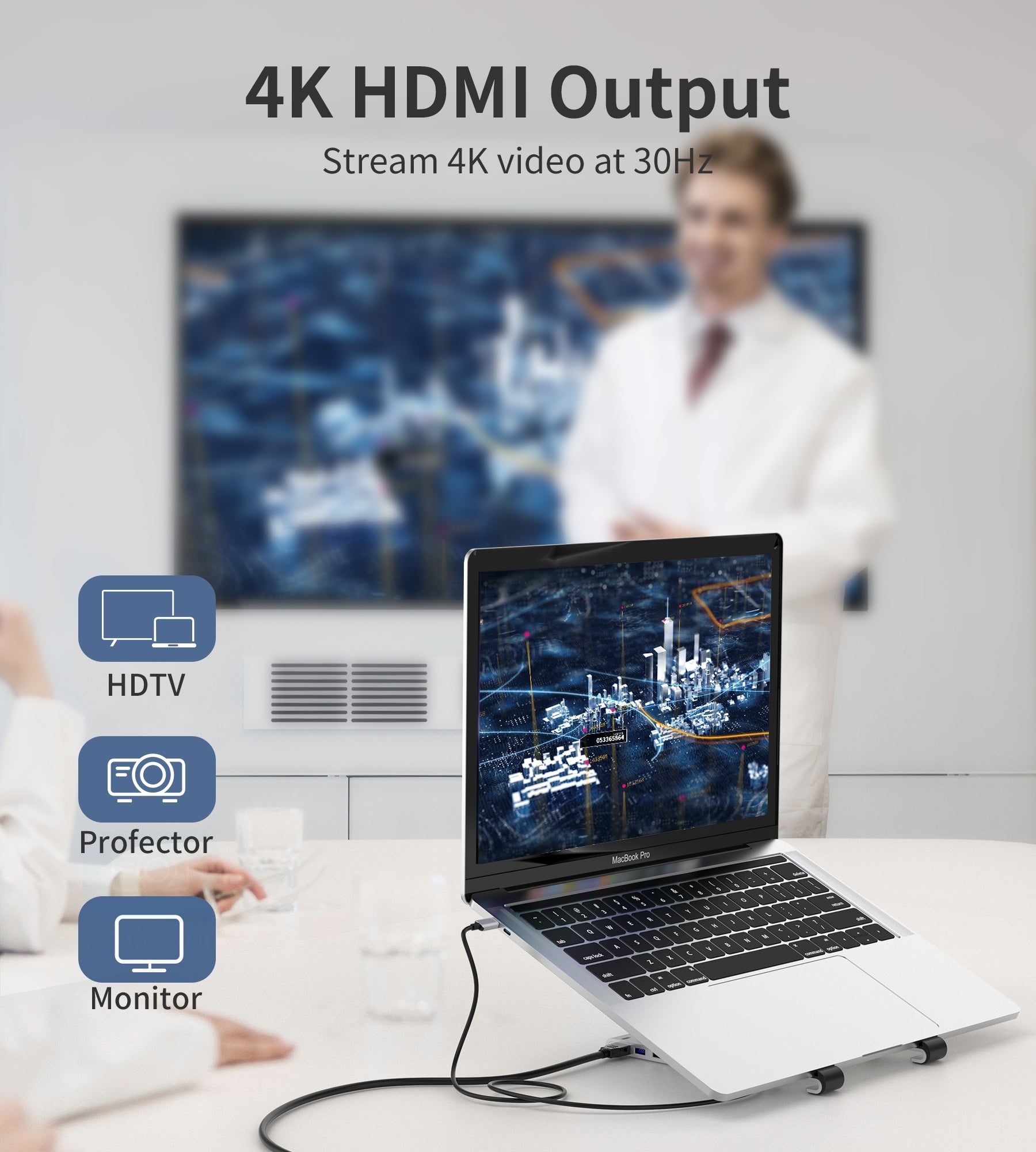 CHOETECH HUB-M43 7-in-1 USB-C Multiport Adapter with adjustable stand, showcasing multiple ports and ergonomic design.