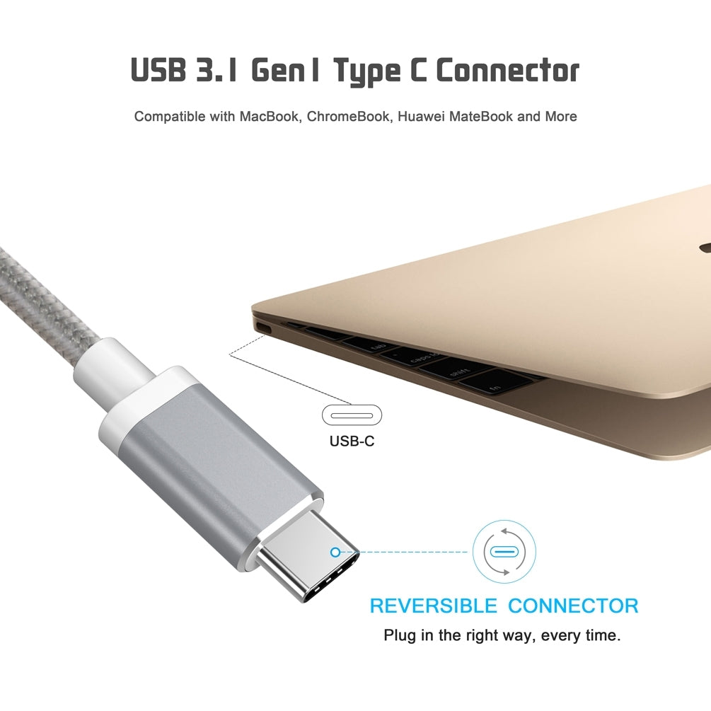 CHOETECH HUB-V02 USB-C to VGA & USB Multiport Adapter with aluminum housing, showcasing its ports and compact design.