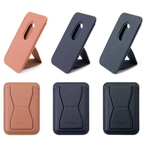 CHOETECH PC0003-DBW Magnetic Card Holder in brown, designed for iPhone 12/13/14, showcasing its sleek and stylish appearance.
