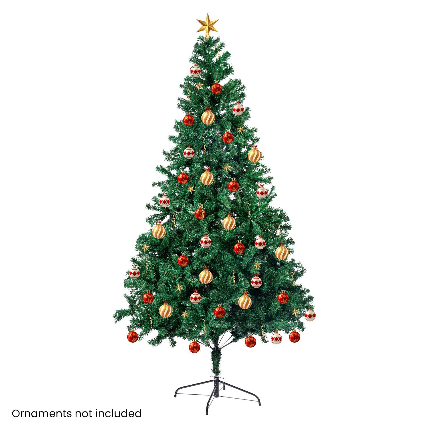 Christabelle Green Christmas Tree 1.5m with abundant foliage and sturdy metal base, perfect for holiday decorations.