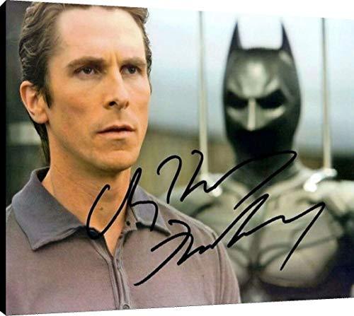 Christian Bale autograph replica print canvas wall art featuring a printed signature, available in various sizes for home or office decor.