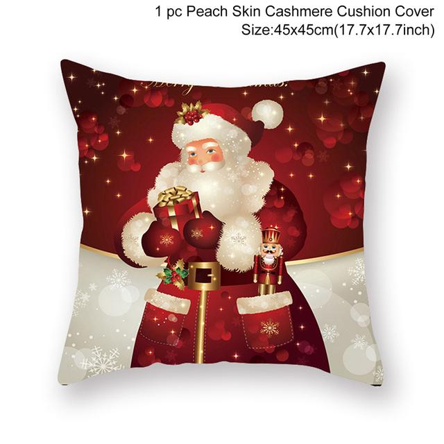 A festive Merry Christmas cushion cover featuring vibrant holiday designs, perfect for home decoration.